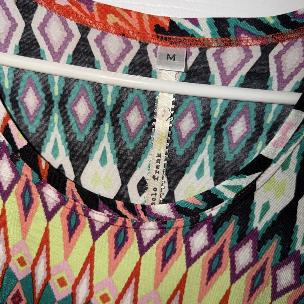 Anthropologie Uncle Frank Geometric Print Babydoll Dress M Scoop Neck - Picture 2 of 4